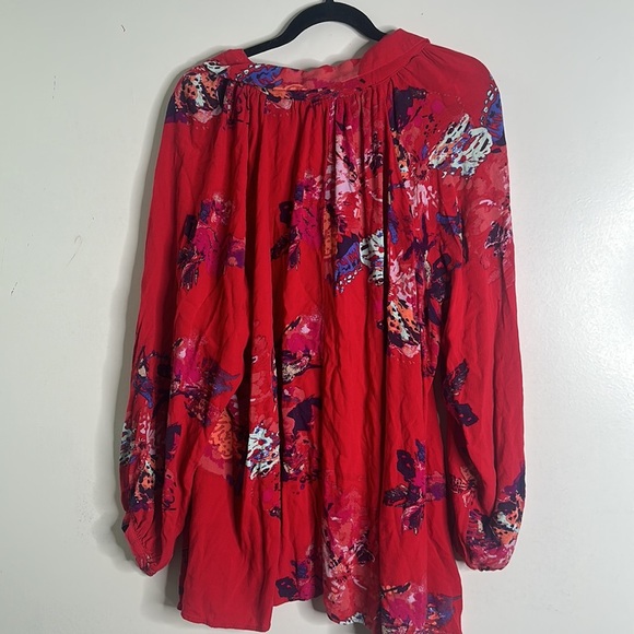 Free people red print button down size medium - Picture 9 of 12